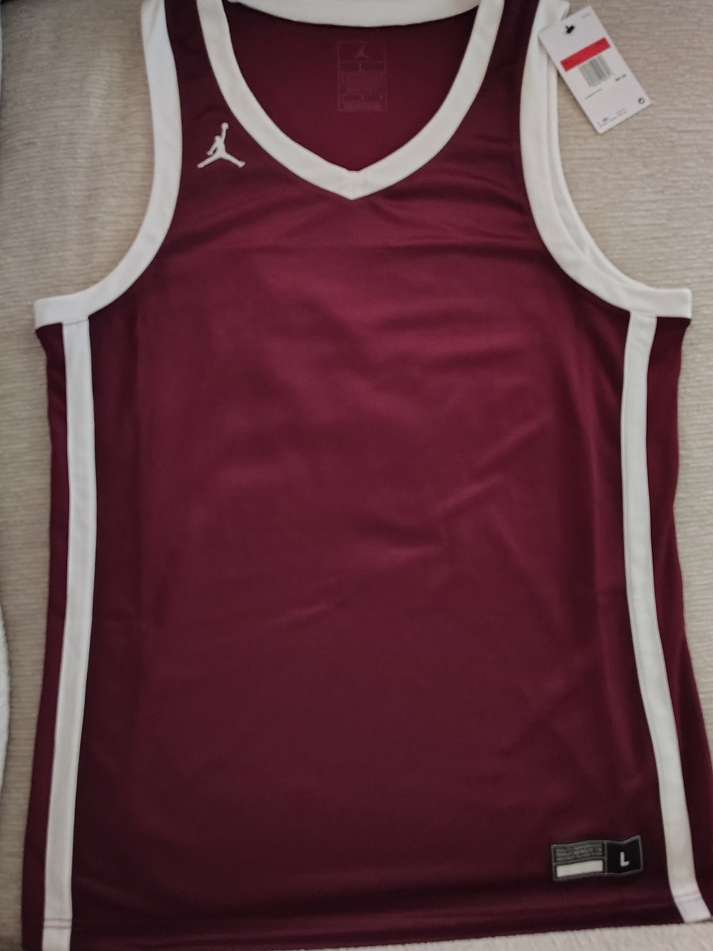 Jordan Maroon Basketball Jersey with White Trim